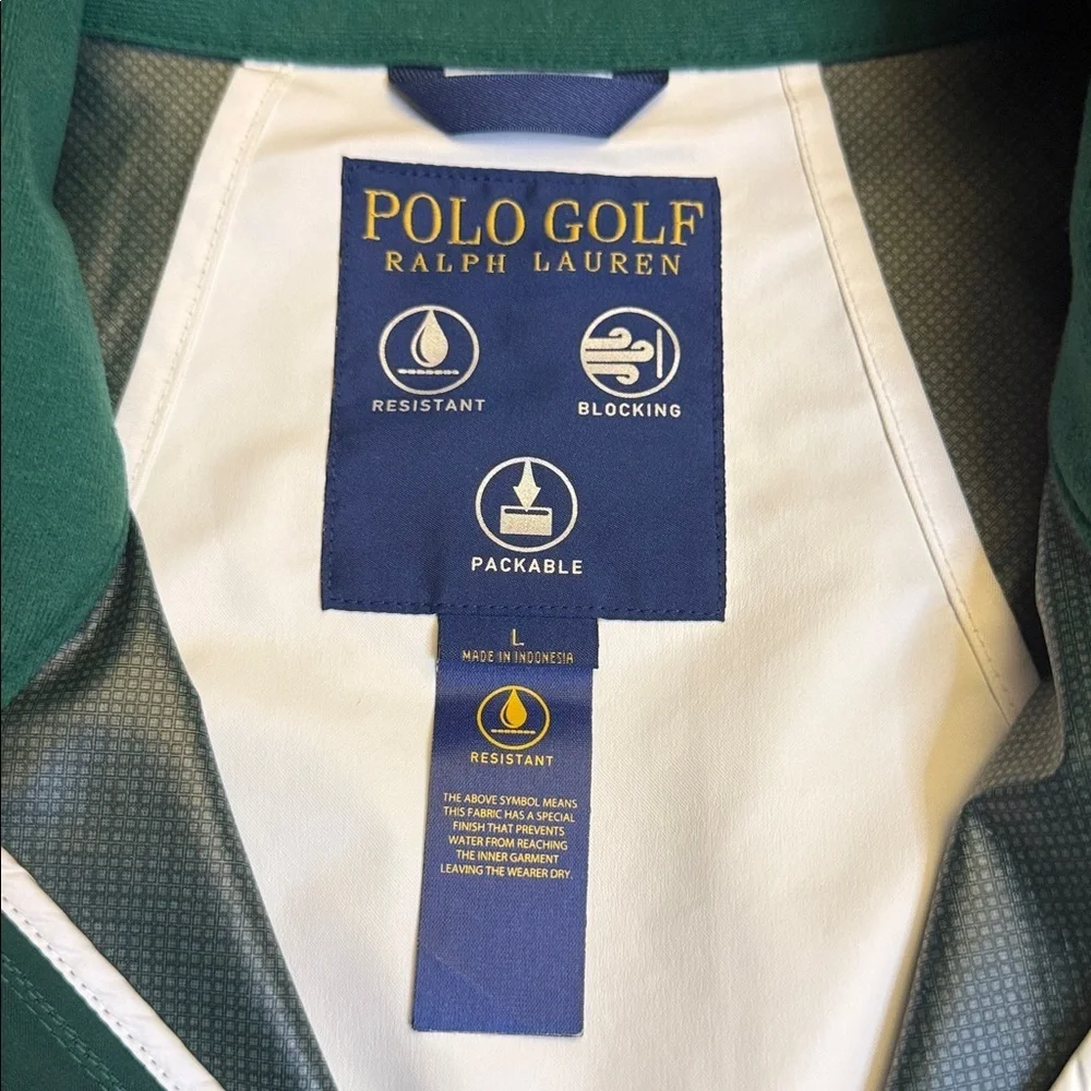 Polo Golf Ralph Lauren Full Zip Weatherproof Jacket (Green & White / Size Large) - Picture 2 of 7